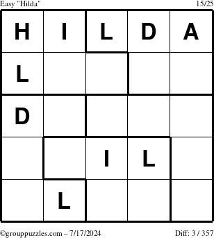 The grouppuzzles.com Easy Hilda puzzle for Wednesday July 17, 2024