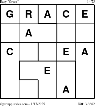 The grouppuzzles.com Easy Grace puzzle for Friday January 17, 2025