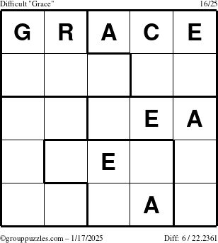 The grouppuzzles.com Difficult Grace puzzle for Friday January 17, 2025