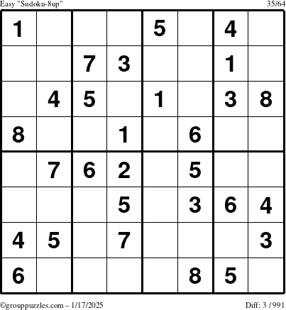 The grouppuzzles.com Easy Sudoku-8up puzzle for Friday January 17, 2025