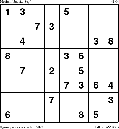 The grouppuzzles.com Medium Sudoku-8up puzzle for Friday January 17, 2025