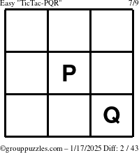 The grouppuzzles.com Easy TicTac-PQR puzzle for Friday January 17, 2025