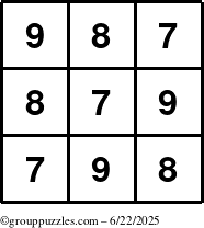 The grouppuzzles.com Answer grid for the TicTac-789 puzzle for Sunday June 22, 2025
