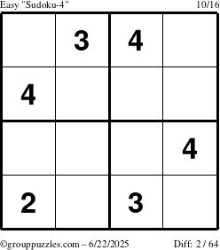 The grouppuzzles.com Easy Sudoku-4 puzzle for Sunday June 22, 2025