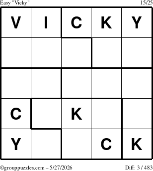 The grouppuzzles.com Easy Vicky puzzle for Wednesday May 27, 2026