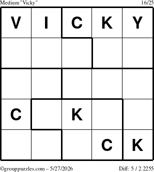 The grouppuzzles.com Medium Vicky puzzle for Wednesday May 27, 2026