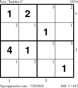 The grouppuzzles.com Easy Sudoku-4 puzzle for Saturday July 20, 2024 with all 3 steps marked