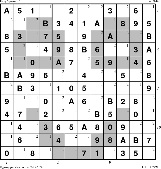 The grouppuzzles.com Easy tpsmith puzzle for Saturday July 20, 2024 with all 3 steps marked