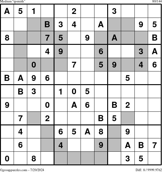 The grouppuzzles.com Medium tpsmith puzzle for Saturday July 20, 2024