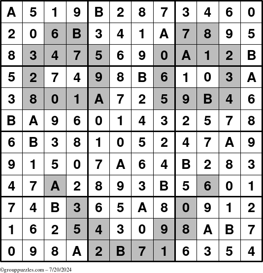 The grouppuzzles.com Answer grid for the tpsmith puzzle for Saturday July 20, 2024