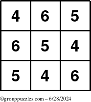 The grouppuzzles.com Answer grid for the TicTac-456 puzzle for Friday June 28, 2024