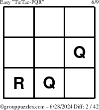 The grouppuzzles.com Easy TicTac-PQR puzzle for Friday June 28, 2024