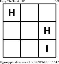 The grouppuzzles.com Easy TicTac-GHI puzzle for Monday October 12, 2026