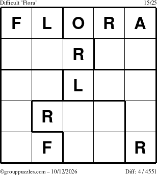 The grouppuzzles.com Difficult Flora puzzle for Monday October 12, 2026