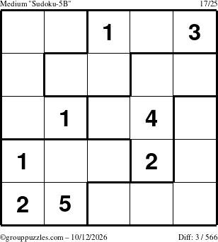 The grouppuzzles.com Medium Sudoku-5B puzzle for Monday October 12, 2026