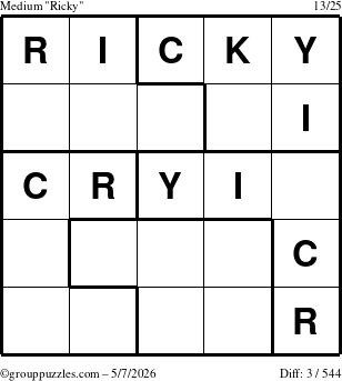The grouppuzzles.com Medium Ricky puzzle for Thursday May 7, 2026