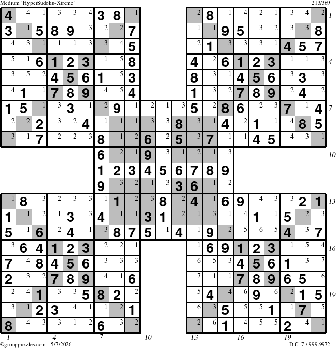The grouppuzzles.com Medium cover-HyperXtreme puzzle for Thursday May 7, 2026, suitable for printing, with all 7 steps marked