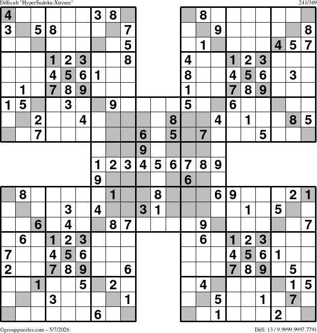 The grouppuzzles.com Difficult cover-HyperXtreme puzzle for Thursday May 7, 2026