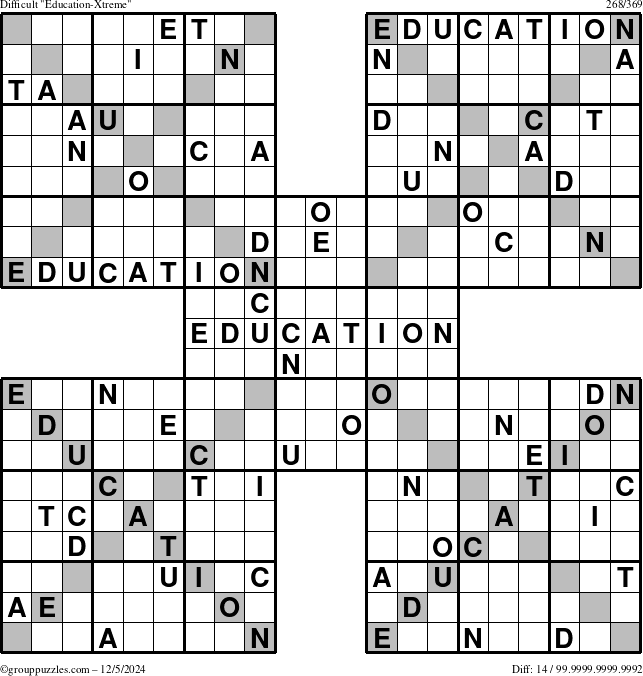 The grouppuzzles.com Difficult Education-Xtreme puzzle for Thursday December 5, 2024