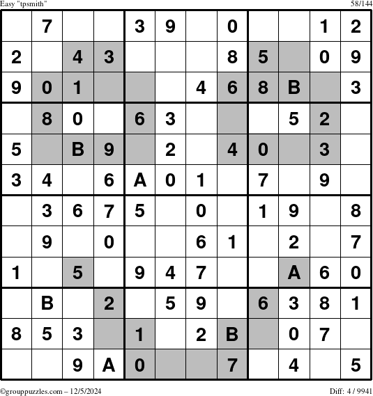 The grouppuzzles.com Easy tpsmith puzzle for Thursday December 5, 2024