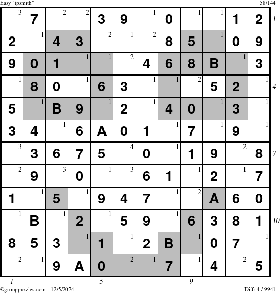 The grouppuzzles.com Easy tpsmith puzzle for Thursday December 5, 2024 with all 4 steps marked