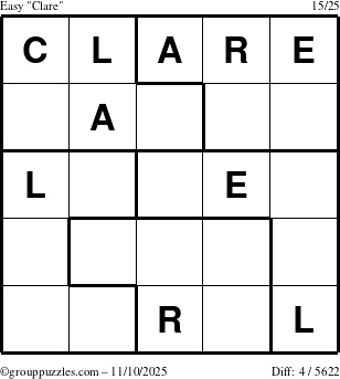 The grouppuzzles.com Easy Clare puzzle for Monday November 10, 2025