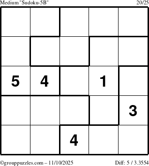 The grouppuzzles.com Medium Sudoku-5B puzzle for Monday November 10, 2025