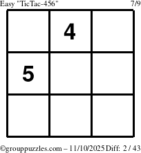 The grouppuzzles.com Easy TicTac-456 puzzle for Monday November 10, 2025