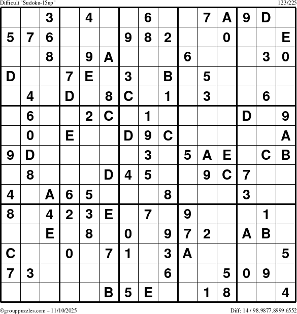 The grouppuzzles.com Difficult Sudoku-15up puzzle for Monday November 10, 2025