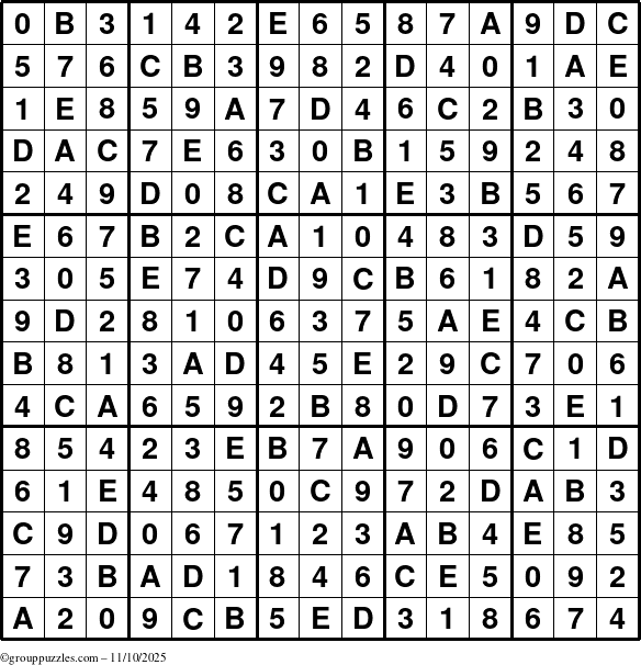 The grouppuzzles.com Answer grid for the Sudoku-15up puzzle for Monday November 10, 2025