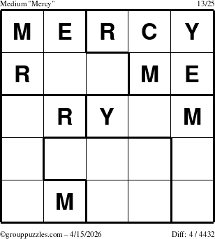 The grouppuzzles.com Medium Mercy puzzle for Wednesday April 15, 2026