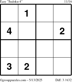 The grouppuzzles.com Easy Sudoku-4 puzzle for Tuesday May 13, 2025