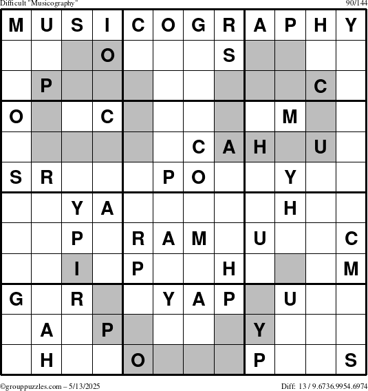 The grouppuzzles.com Difficult Musicography puzzle for Tuesday May 13, 2025