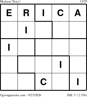 The grouppuzzles.com Medium Erica puzzle for Wednesday September 23, 2026