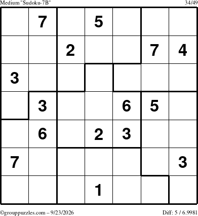 The grouppuzzles.com Medium Sudoku-7B puzzle for Wednesday September 23, 2026