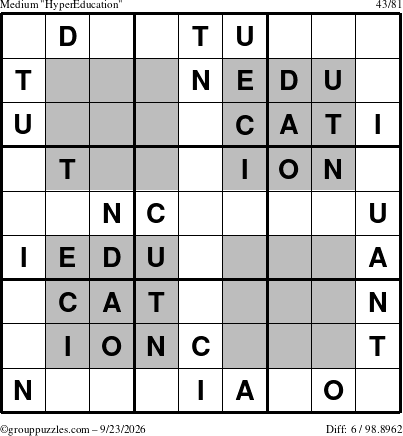 The grouppuzzles.com Medium HyperEducation-i23 puzzle for Wednesday September 23, 2026