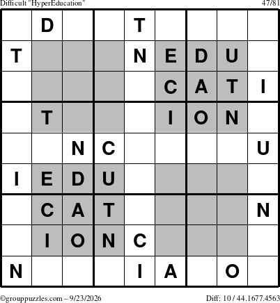 The grouppuzzles.com Difficult HyperEducation-i23 puzzle for Wednesday September 23, 2026