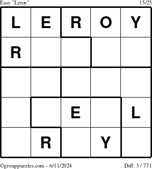 The grouppuzzles.com Easy Leroy puzzle for Tuesday June 11, 2024