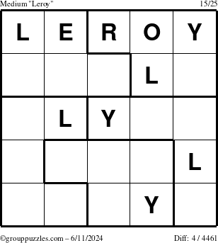 The grouppuzzles.com Medium Leroy puzzle for Tuesday June 11, 2024