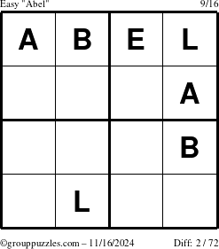 The grouppuzzles.com Easy Abel puzzle for Saturday November 16, 2024