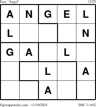 The grouppuzzles.com Easy Angel puzzle for Saturday November 16, 2024