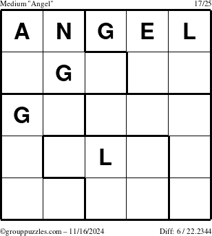 The grouppuzzles.com Medium Angel puzzle for Saturday November 16, 2024