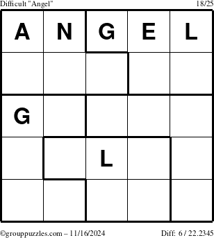 The grouppuzzles.com Difficult Angel puzzle for Saturday November 16, 2024