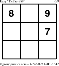 The grouppuzzles.com Easy TicTac-789 puzzle for Thursday April 24, 2025