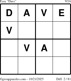 The grouppuzzles.com Easy Dave puzzle for Tuesday October 21, 2025