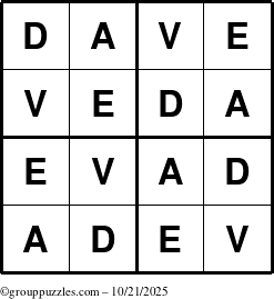 The grouppuzzles.com Answer grid for the Dave puzzle for Tuesday October 21, 2025