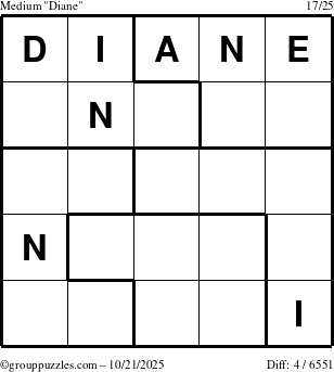 The grouppuzzles.com Medium Diane puzzle for Tuesday October 21, 2025