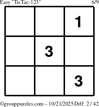 The grouppuzzles.com Easy TicTac-123 puzzle for Tuesday October 21, 2025