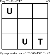 The grouppuzzles.com Easy TicTac-STU puzzle for Thursday March 26, 2026