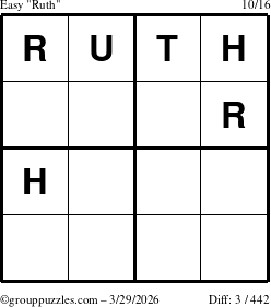 The grouppuzzles.com Easy Ruth puzzle for Sunday March 29, 2026